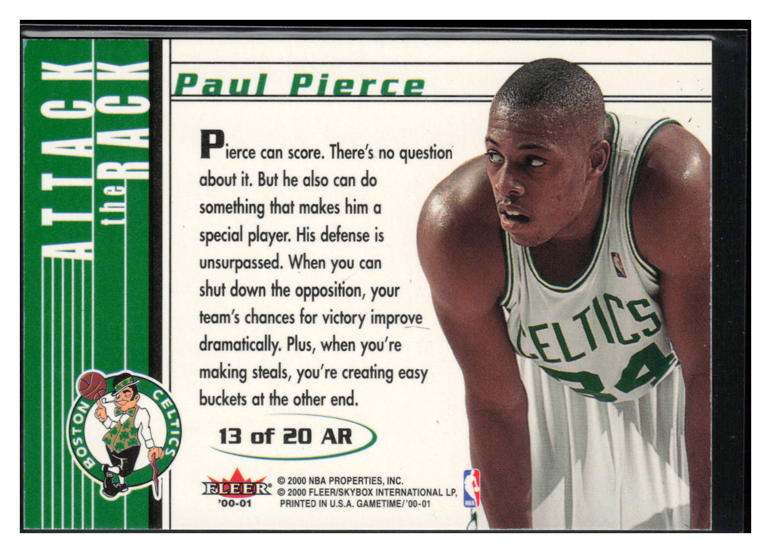 2000-01 Fleer Game Time #13 AR Paul Pierce Attack the Rack