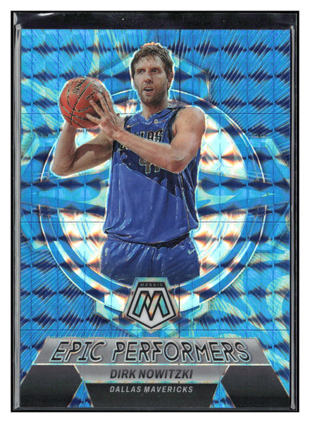 22-23 Panini Mosaic #12 Nowitzki Epic Performers Mosaic Reactive Blue #/99