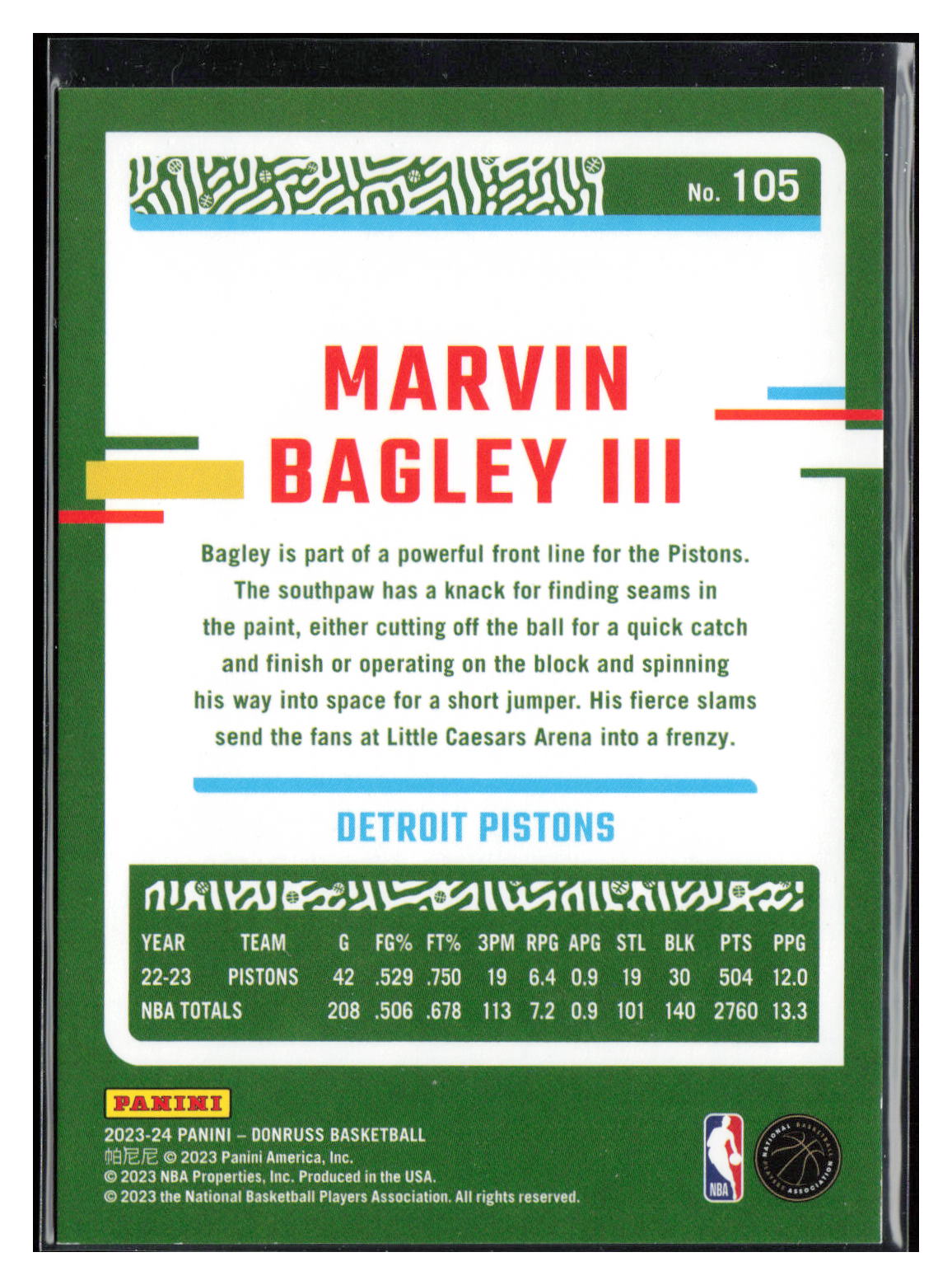 2023-24 Donruss #105 Marvin Bagley III Laser Holo #/149