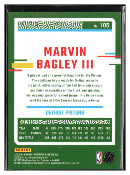 2023-24 Donruss #105 Marvin Bagley III Laser Holo #/149