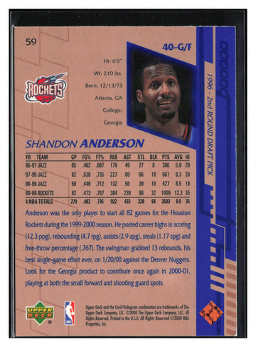 
2000-01 Upper Deck #59 Shandon Anderson