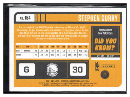 2021-22 Panini Chronicles #154 Stephen Curry