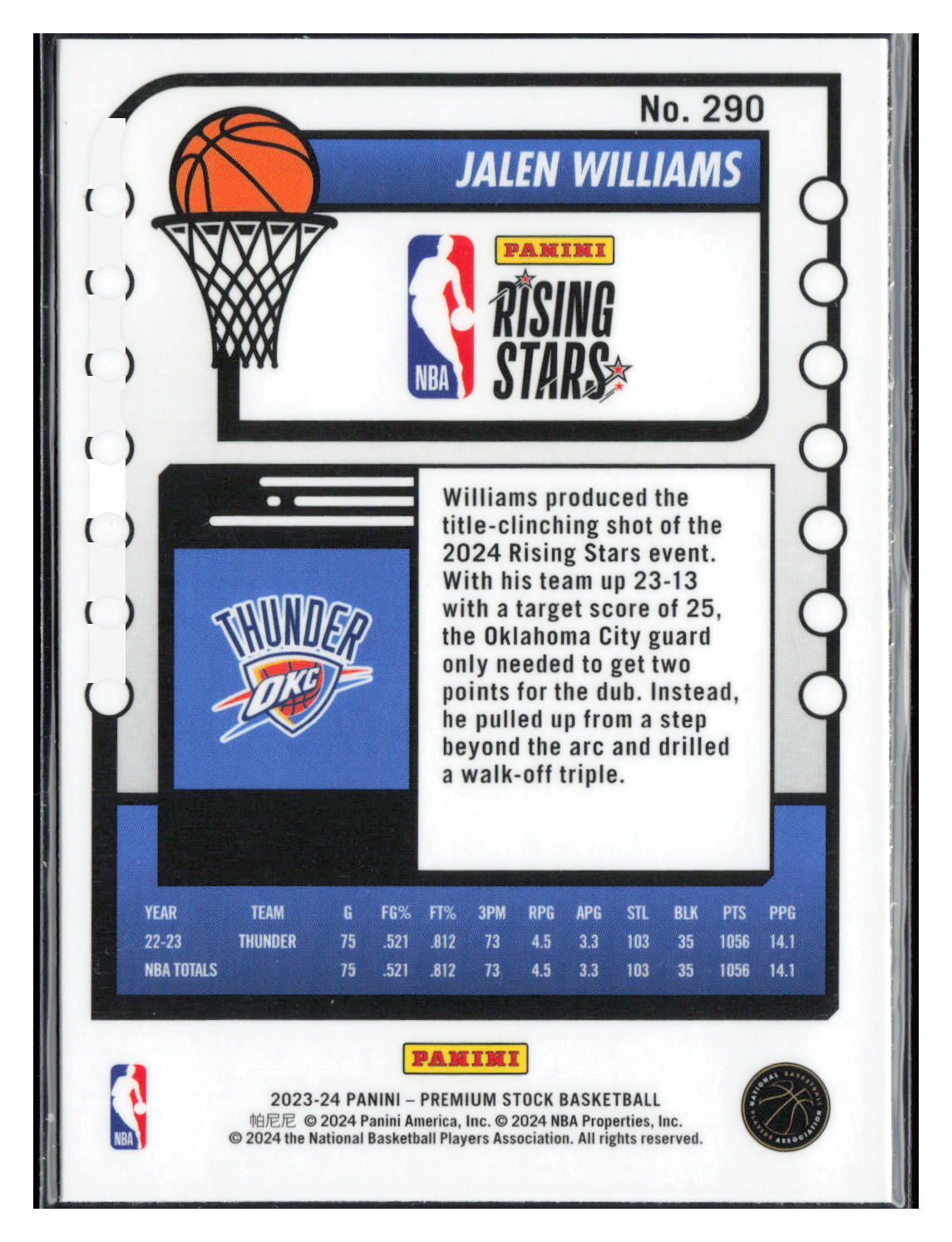 2023-24 Hoops Premium Stock #290 Jalen Williams