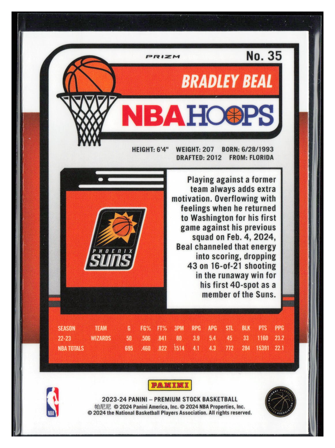 2023-24 Hoops Premium Stock #35 Bradley Beal Disco