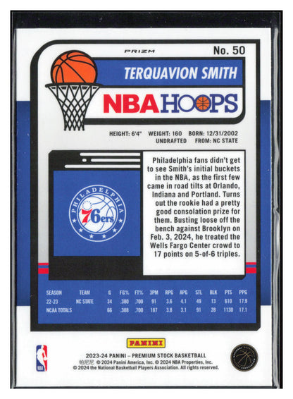 2023-24 Hoops Premium Stock #50 Terquavion Smith Disco