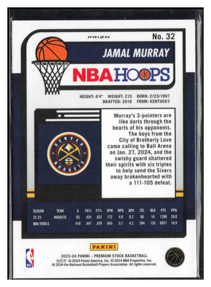 2023-24 Hoops Premium Stock #32 Jamal Murray Red Hyper