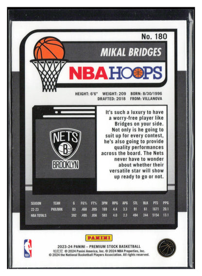 2023-24 Hoops Premium Stock #180 Mikal Bridges