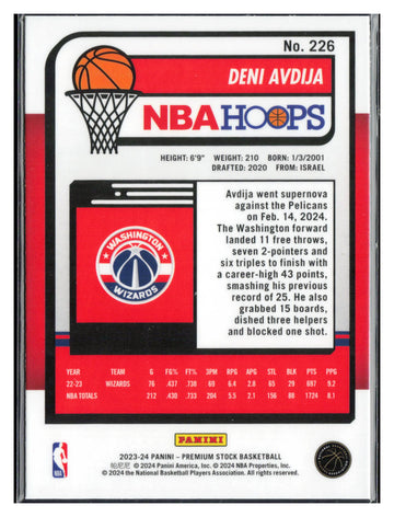 2023-24 Hoops Premium Stock #226 Deni Avdija