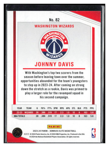 2023-24 Donruss Elite #82 Johnny Davis International Hyper Red and Green