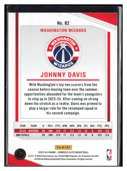 2023-24 Donruss Elite #82 Johnny Davis International Hyper Red and Green