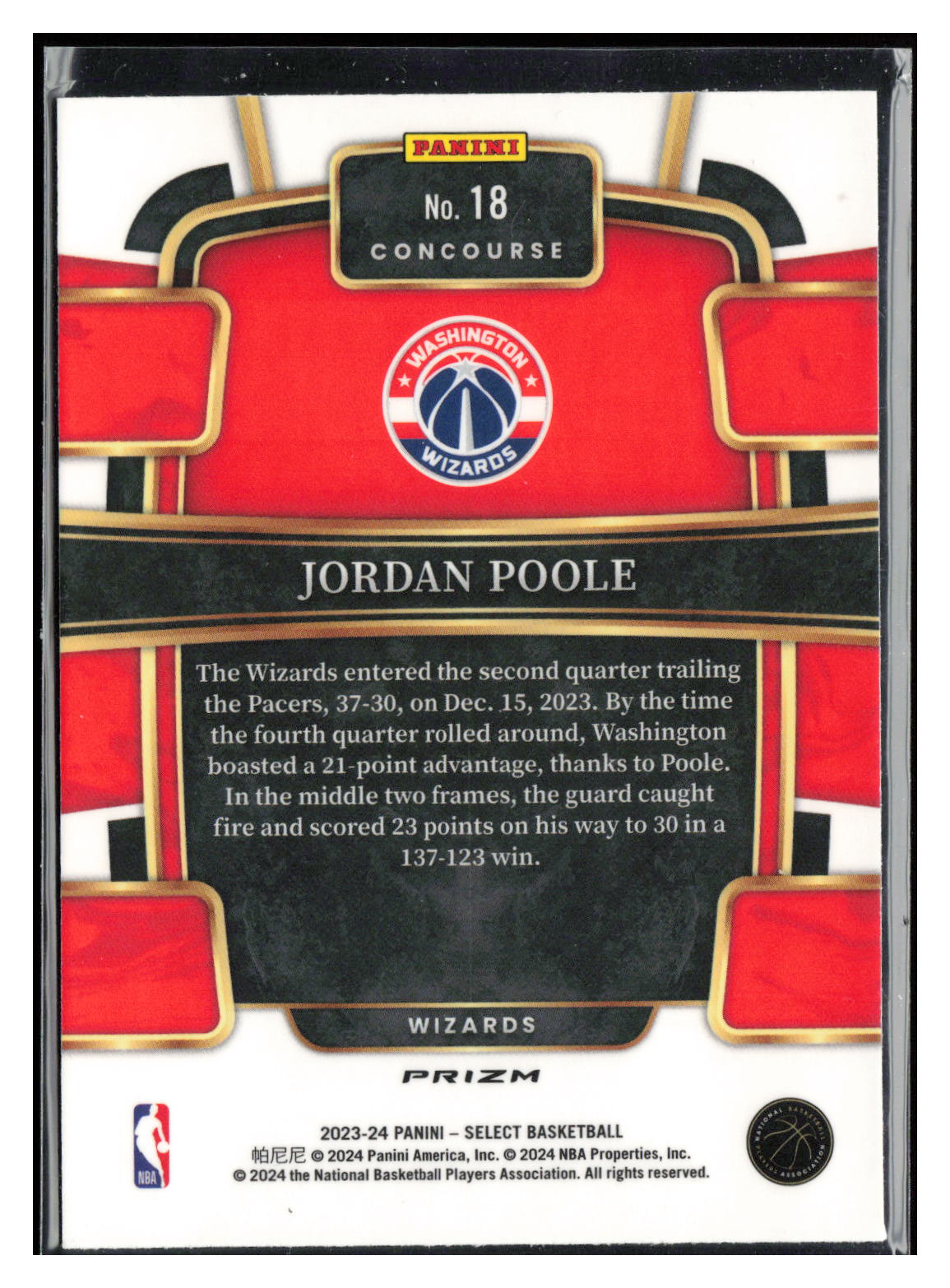 2023-24 Panini Select #18 Jordan Poole Green Shock Prizms