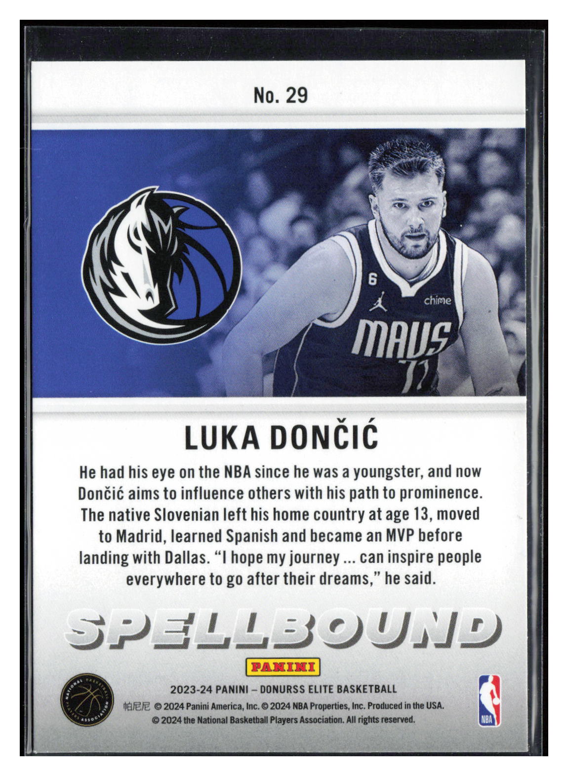 2019-20 Donruss Elite #29 Luka Doncic Spellbound I