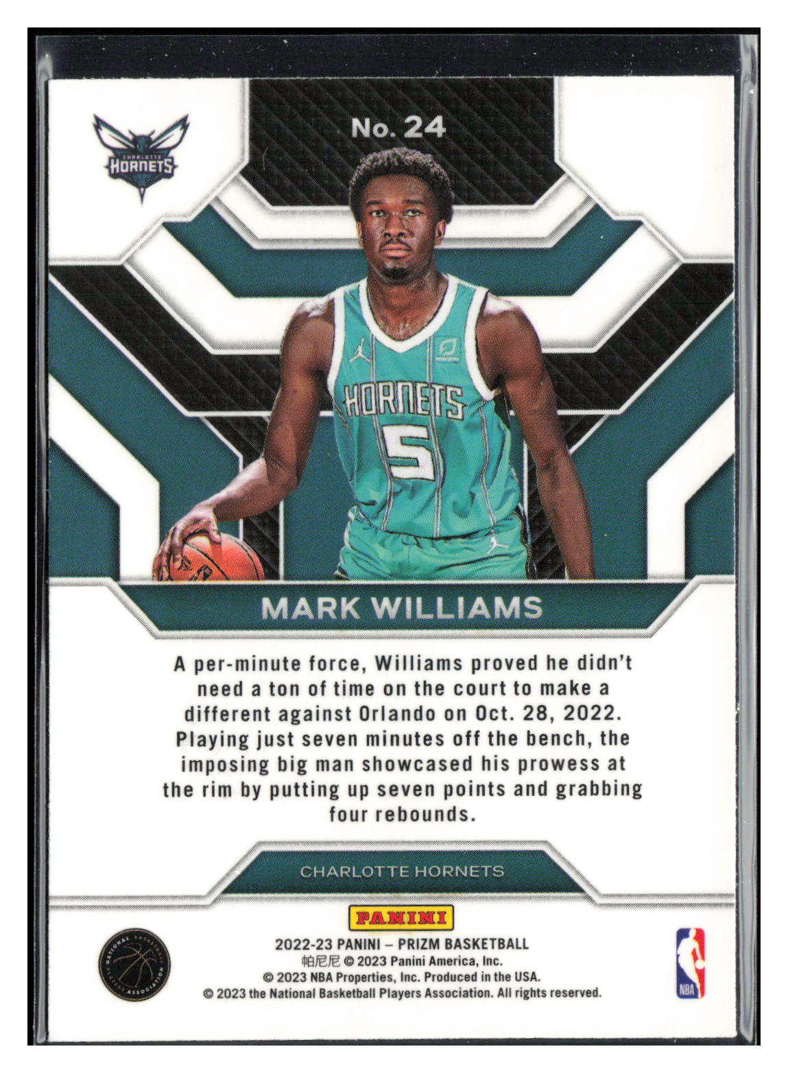 2022-23 Panini Prizm #24 Mark Williams Emergent