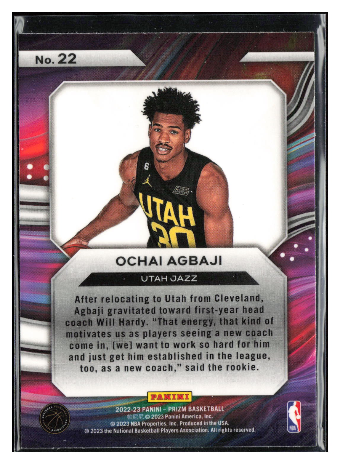 2022-23 Panini Prizm #22 Ochai Agbaji Instant Impact