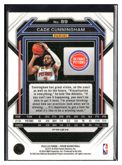 2022-23 Panini Prizm #89 Cade Cunningham Prizms Ice