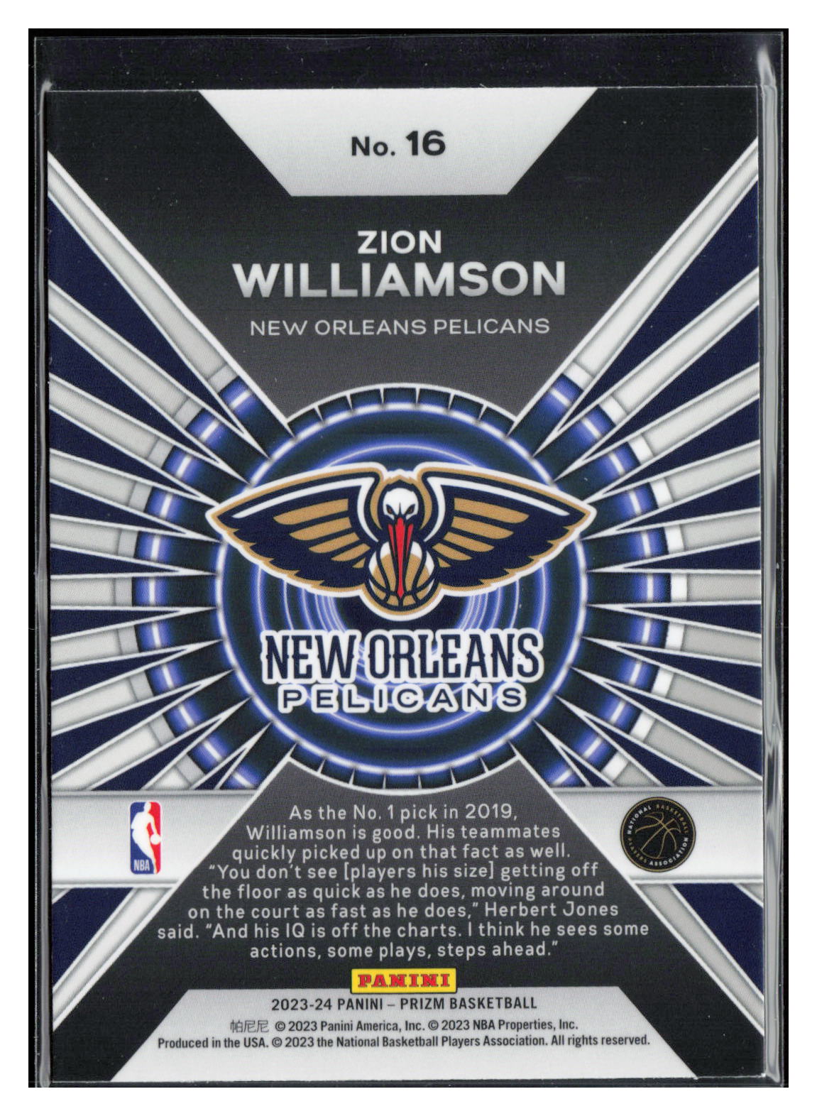 2023-24 Panini Prizm #16 Zion Williamson Dominance