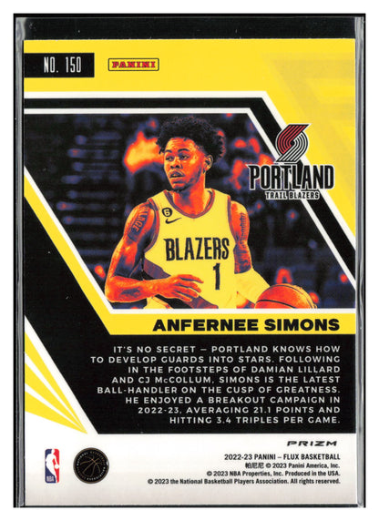2022-23 Panini Flux #150 Anfernee Simons Red Cracked Ice