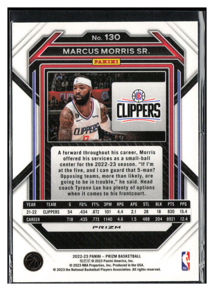 2022-23 Panini Prizm #130 Marcus Morris Sr. Prizms Silver