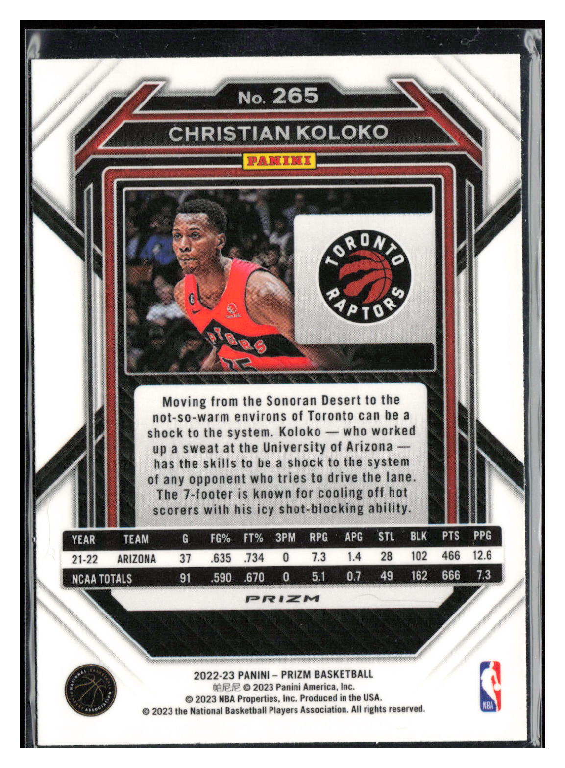 2022-23 Panini Prizm #265 Christian Koloko Prizms Silver