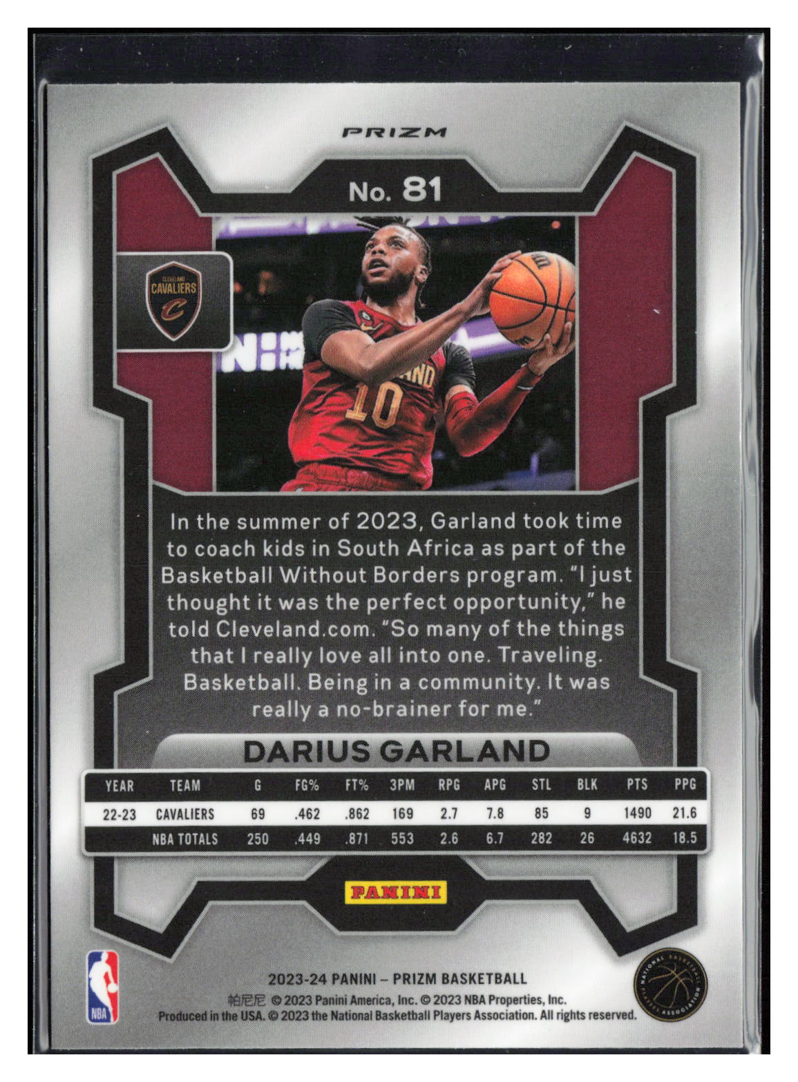 2023-24 Panini Prizm #81 Darius Garland Prizms Red White and Blue