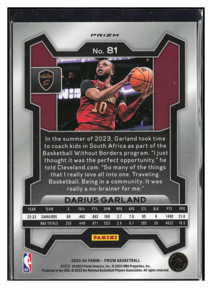 2023-24 Panini Prizm #81 Darius Garland Prizms Red White and Blue