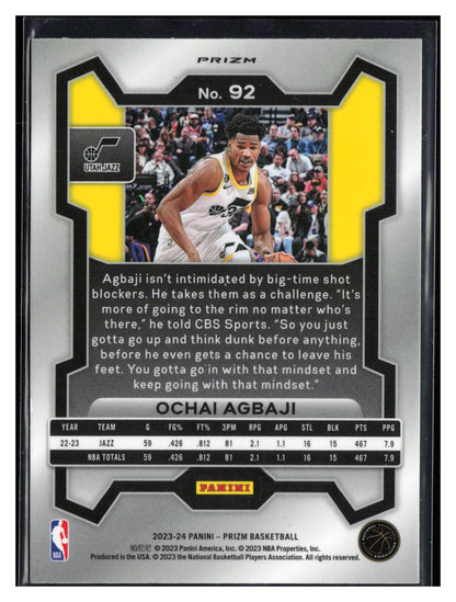2023-24 Panini Prizm #92 Ochai Agbaji Prizms Green