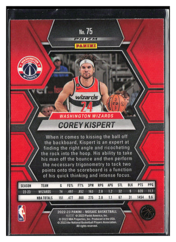 2022-23 Panini Mosaic #75 Corey Kispert Reactive Blue