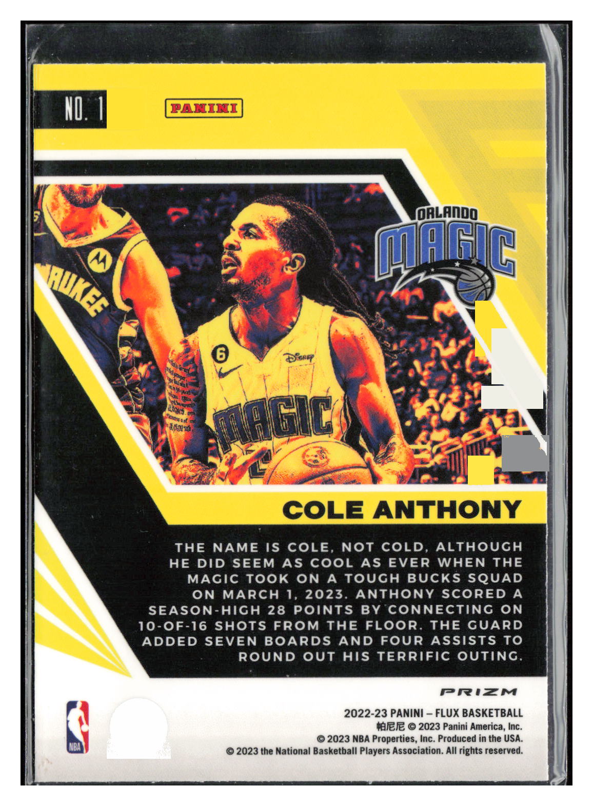 2022-23 Panini Flux #11 Cole Anthony Silver Mojo