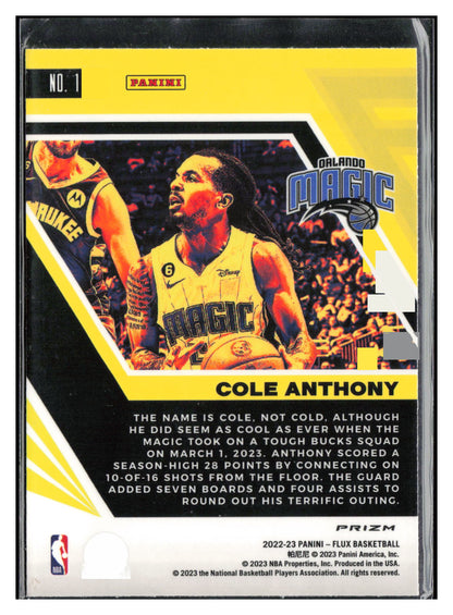 2022-23 Panini Flux #11 Cole Anthony Silver Mojo