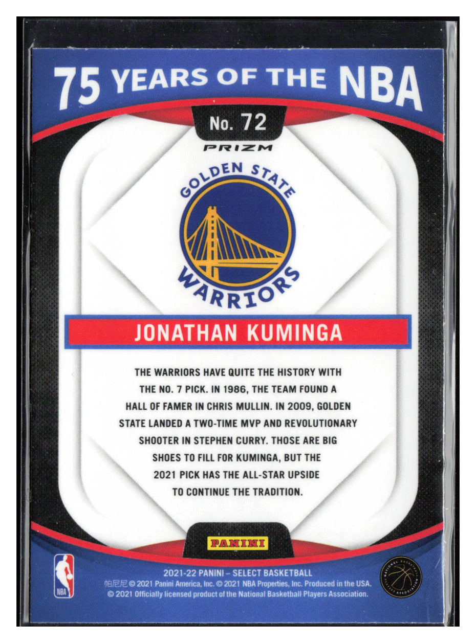 2021-22 Panini Select #72 Jonathan Kuminga 75 Years of the NBA