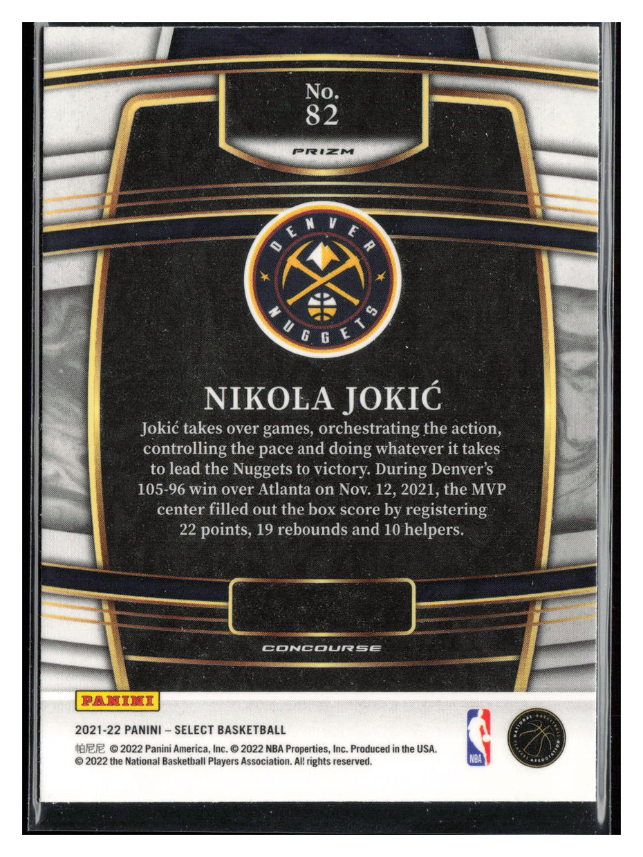 2021-22 Panini Select #82 Nikola Jokic Orange Flash Prizms