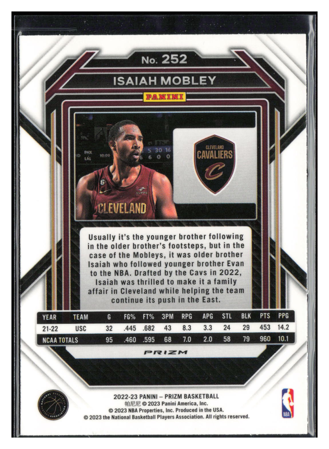 2022-23 Panini Prizm #252 Isaiah Mobley Prizms Green