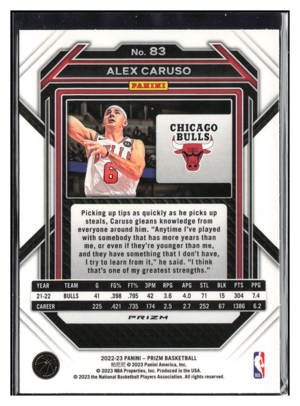 2022-23 Panini Prizm #83 Alex Caruso Prizms Green