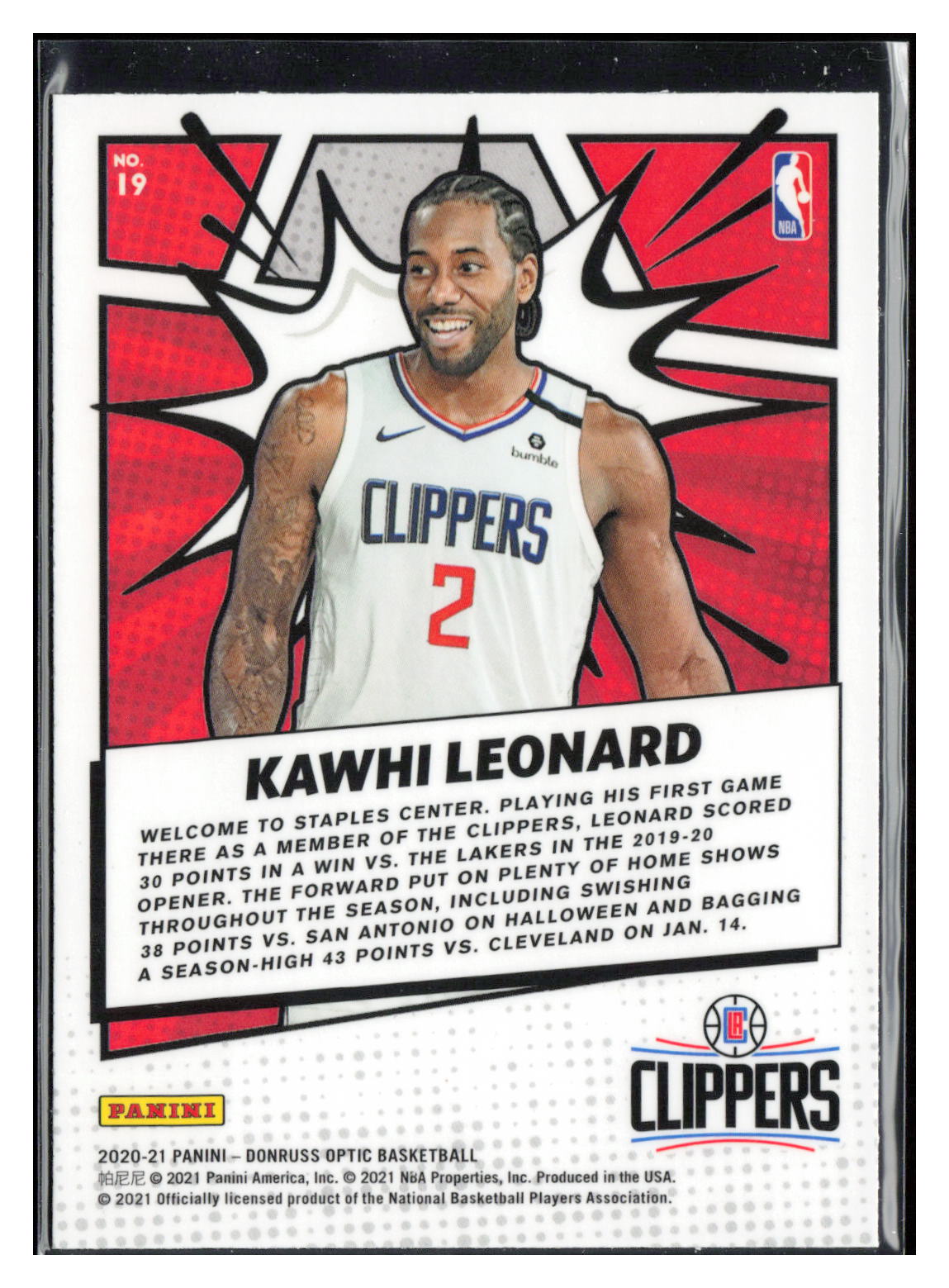 2020-21 Donruss Optic #19 Kawhi Leonard My House