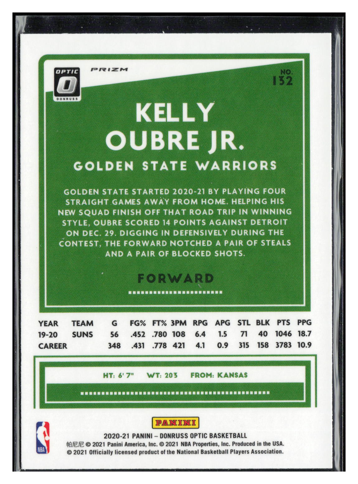 2020-21 Donruss Optic #132 Kelly Oubre Jr. Purple