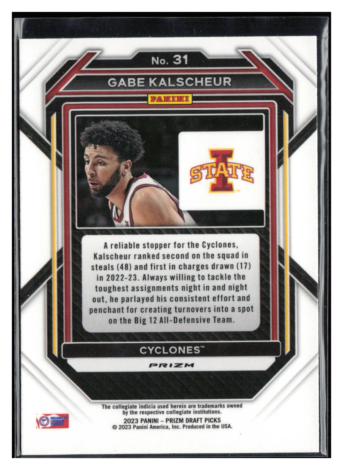2023 Panini Prizm Draft Picks #31 Gabe Kalscheur Red Ice