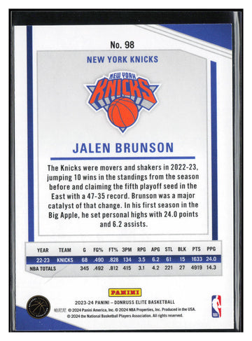 2023-24 Donruss Elite #98 Jalen Brunson Orange