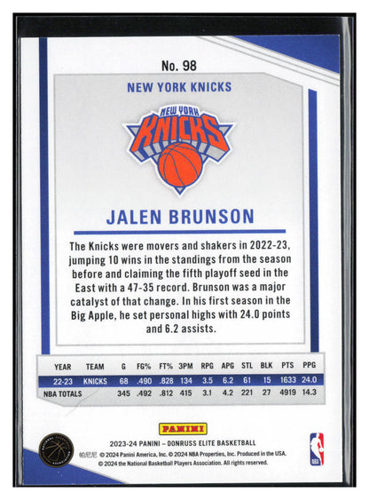 2023-24 Donruss Elite #98 Jalen Brunson Orange