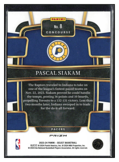 2023-24 Panini Select #8 Pascal Siakam Silver Prizms