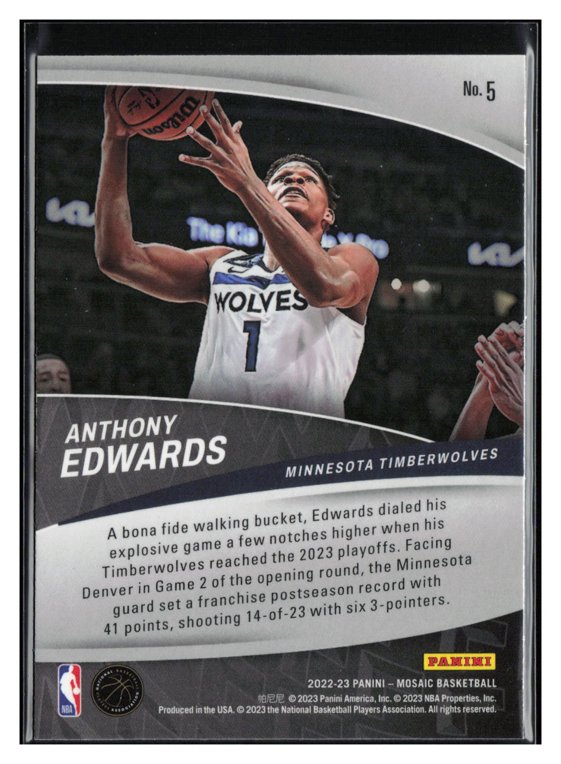 2022-23 Panini Mosaic #5 Anthony Edwards Elevate