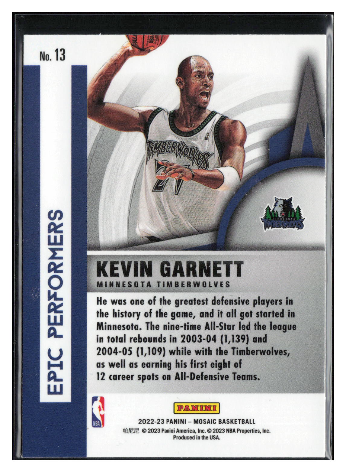 2022-23 Panini Mosaic #13 Kevin Garnett Epic Performers