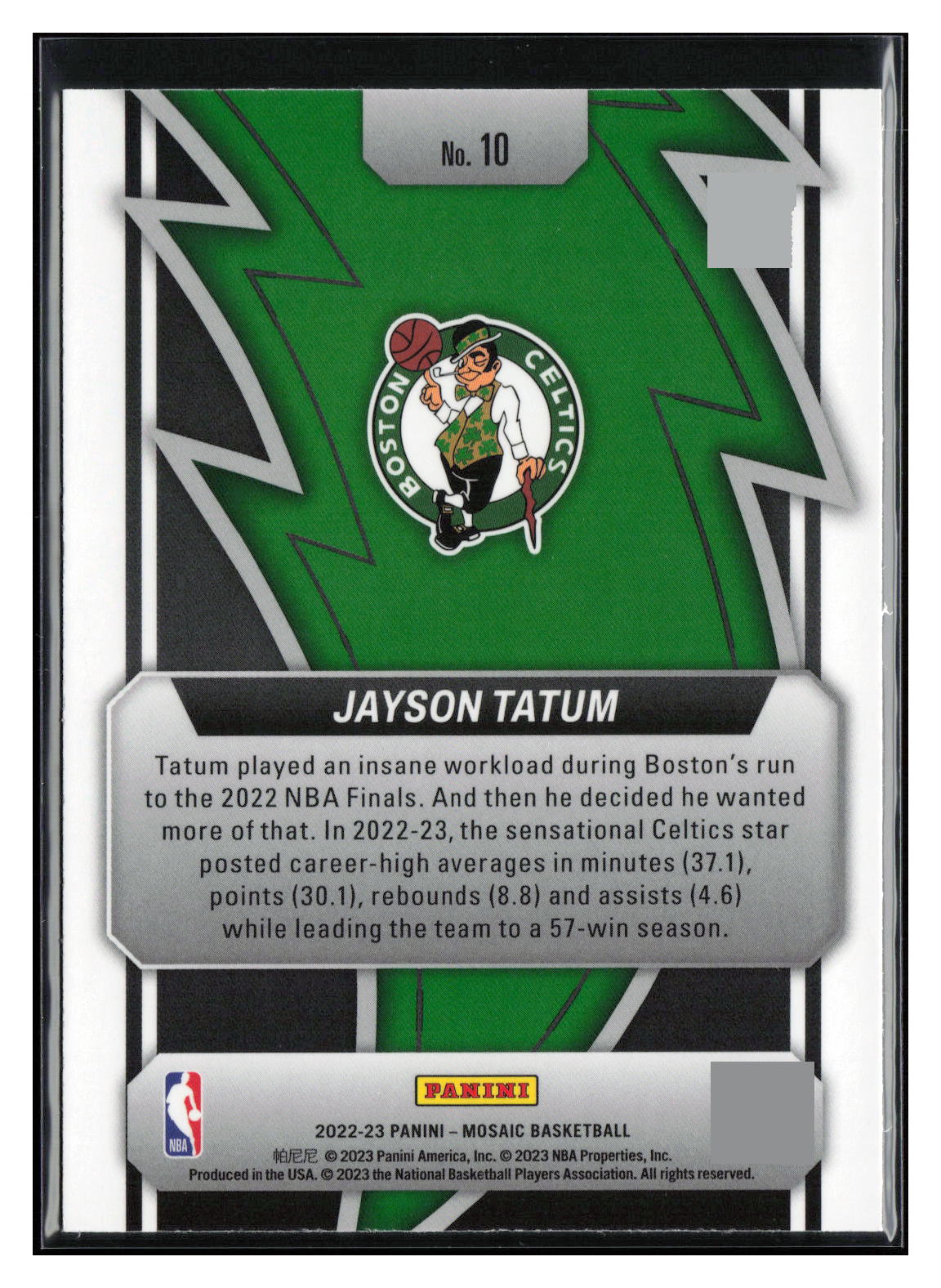 2022-23 Panini Mosaic #10 Jayson Tatum Thunder Road