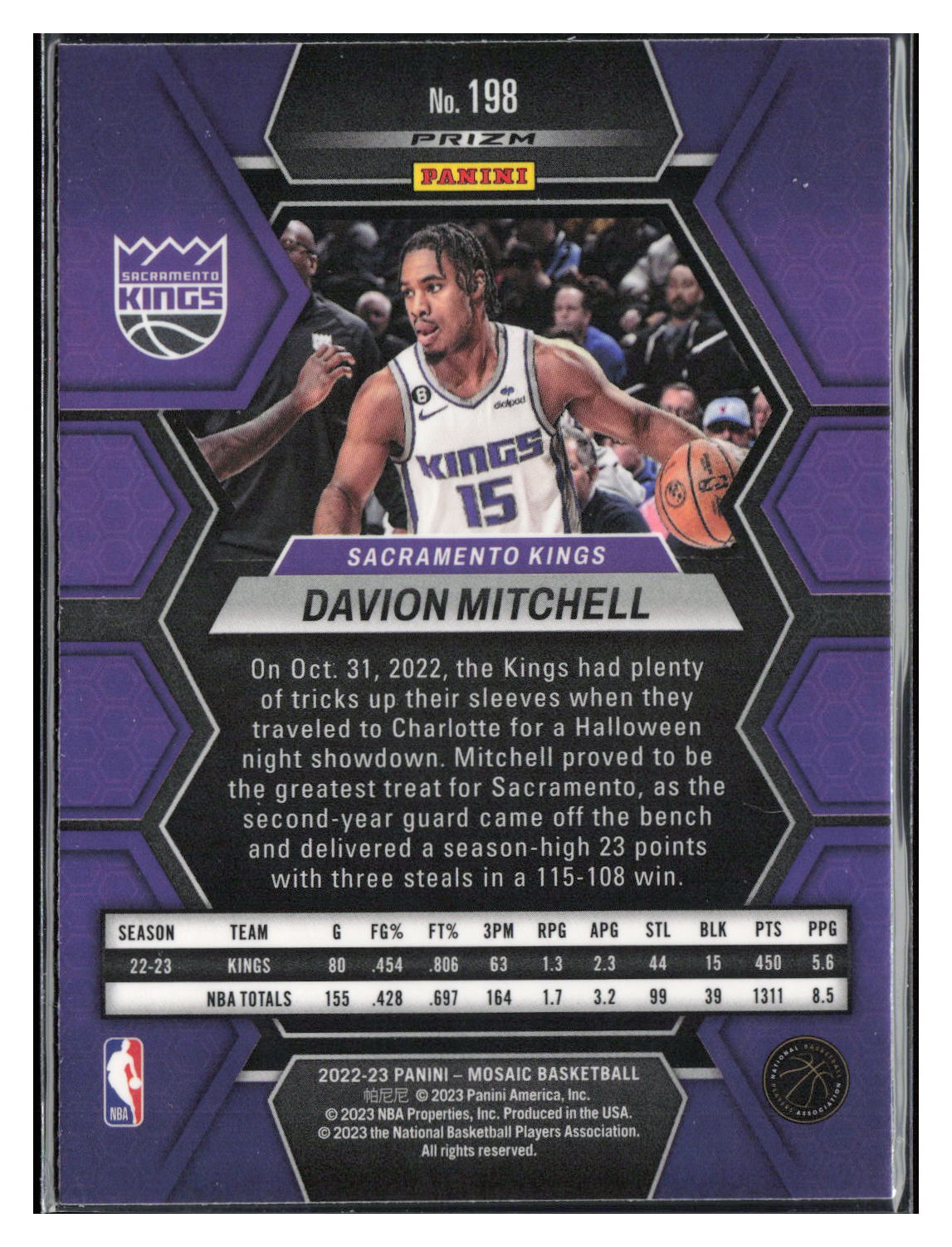 2022-23 Panini Mosaic #198 Davion Mitchell Reactive Blue