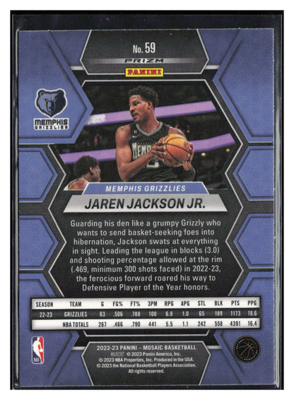 2022-23 Panini Mosaic #59 Jaren Jackson Jr. Reactive Blue