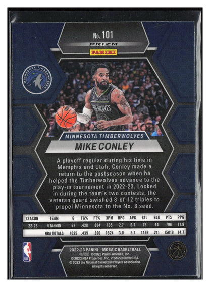 2022-23 Panini Mosaic #101 Mike Conley Reactive Blue