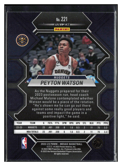 2022-23 Panini Mosaic #221 Peyton Watson Mosaic