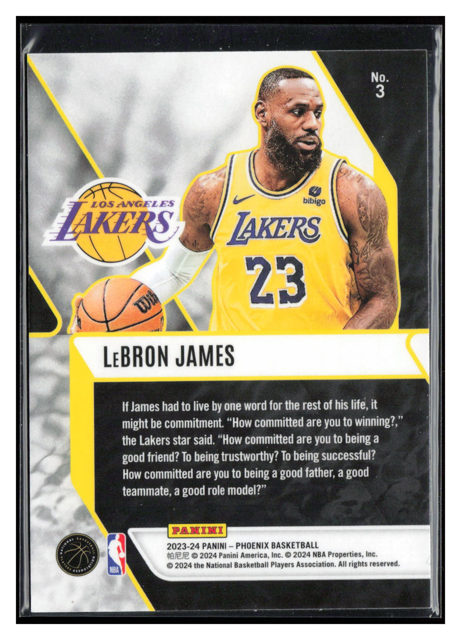 2023-24 Panini Phoenix #3 LeBron James Fade To Black