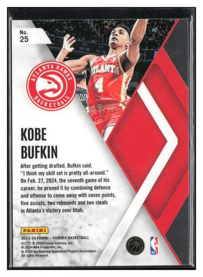 2023-24 Panini Phoenix #25 Kobe Bufkin Instant Phenom
