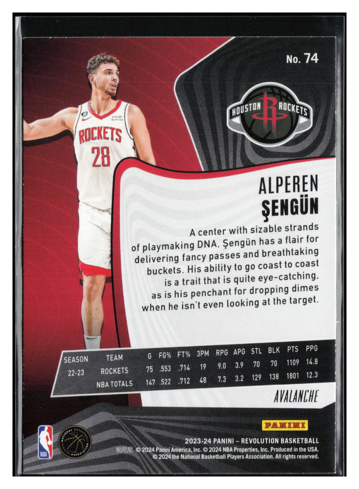 2023-24 Panini Revolution Winter #74 Alperen Sengun Avalanche