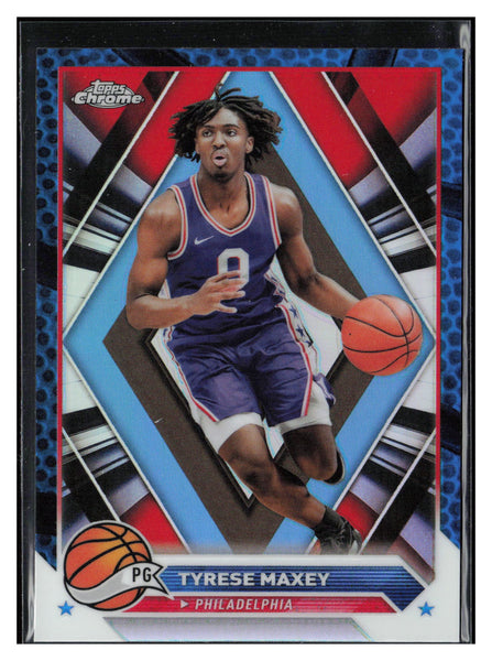 2023-24 Topps Chrome #33 Tyrese Maxey Blue Basketball Refractors